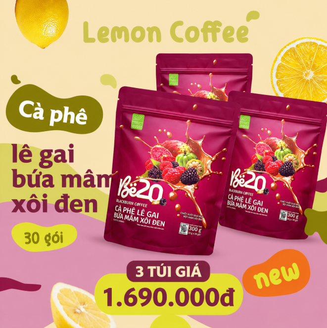 Combo 3 Túi - Cà Phê Bứa Mâm Xôi Túi Zip